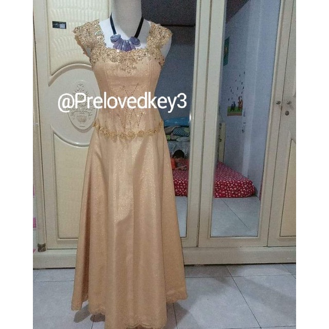 GAUN PESTA MEWAH GOLD PRELOVED