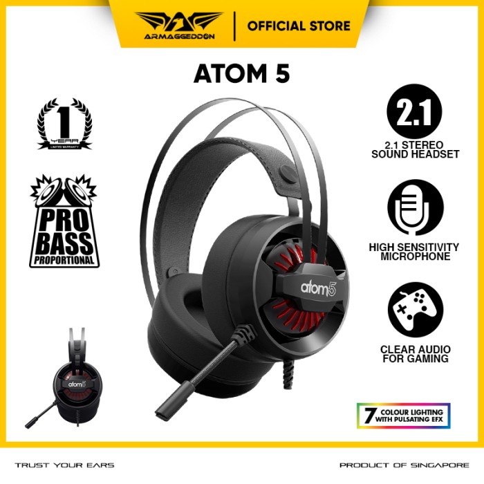 Armaggeddon 2.1 Headset Gaming Atom 5 [ 7 Colour Lightning ] - ATOM 5 ONLY