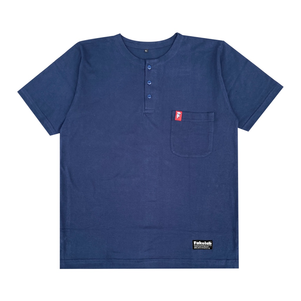 Fakelab Tshirt Koko Semua Warna / Baju Muslim Kaos Kerah Sanghai / Hitam Hijau Biru Putih Coklat Khaki-Biru