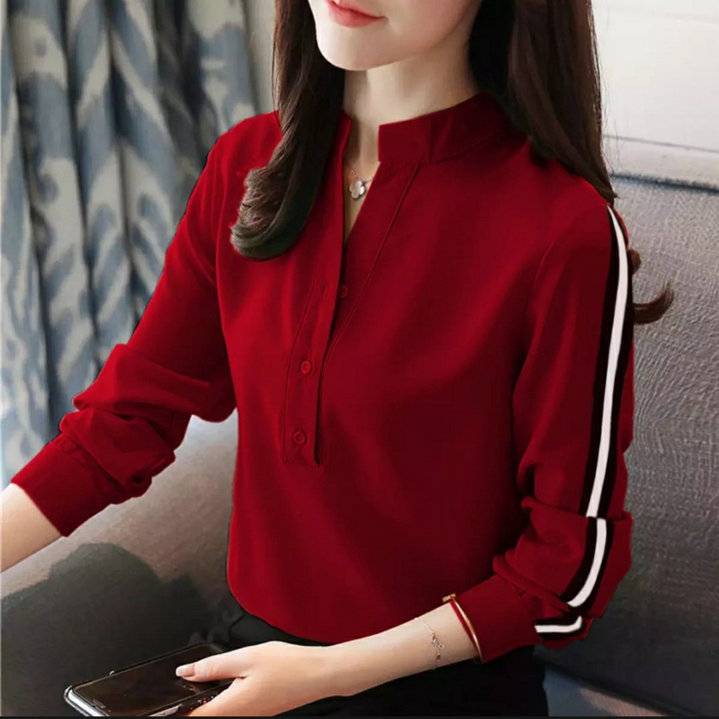 *[RXFK] Blouse Wanita / Blouse Silvie / Blouse Korea / Atasan Wanita Terbaru 2022 Kekinian-MAROON
