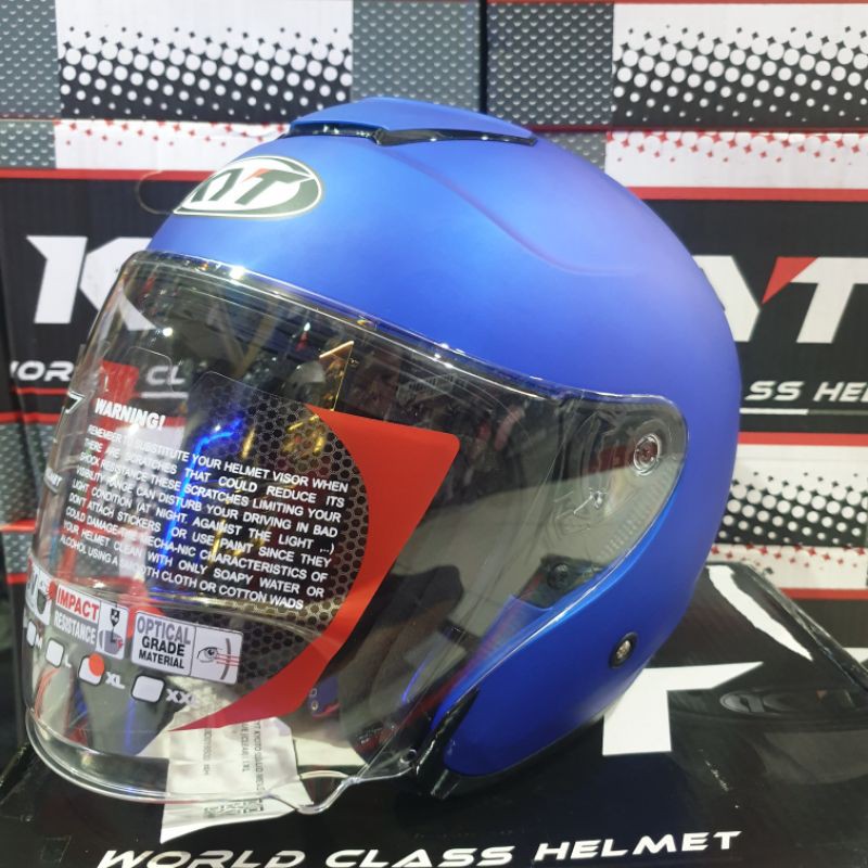 Helm KYT half face Kyoto Solid-Biru doff