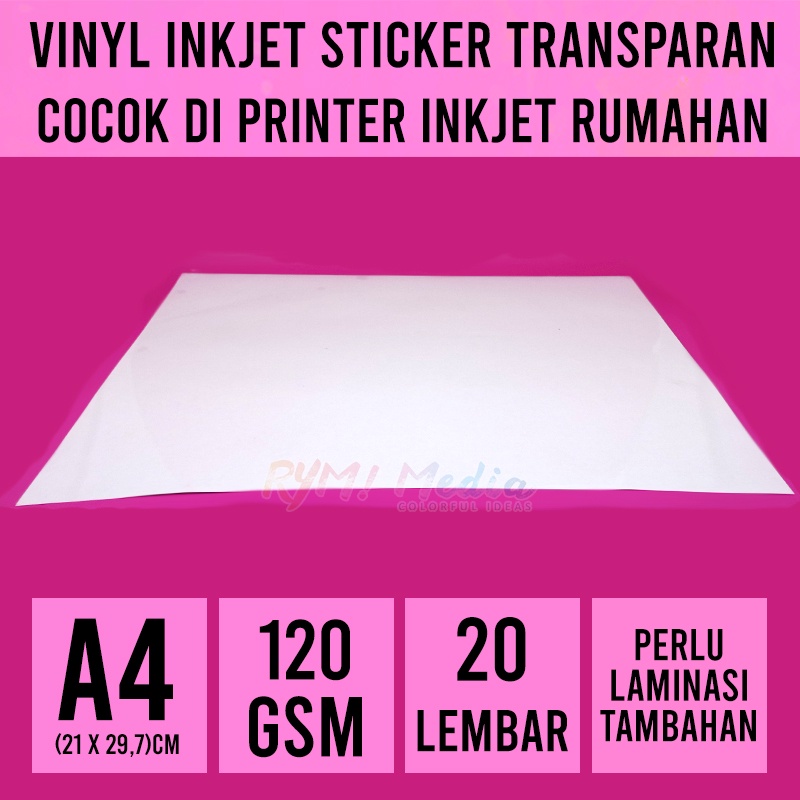 

HJK Inkjet Transparan Stiker A4 Isi 20 / Inkjet Sticker Transparant 120gsm For Epson HP Canon