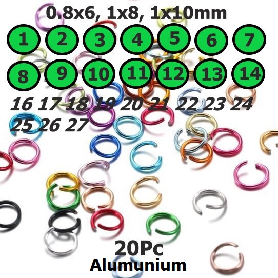 Ring Terbuka/Konektor Split Bahan Alumunium Warna-Warni Ada 27 Model 1-14 Harga/20Pc