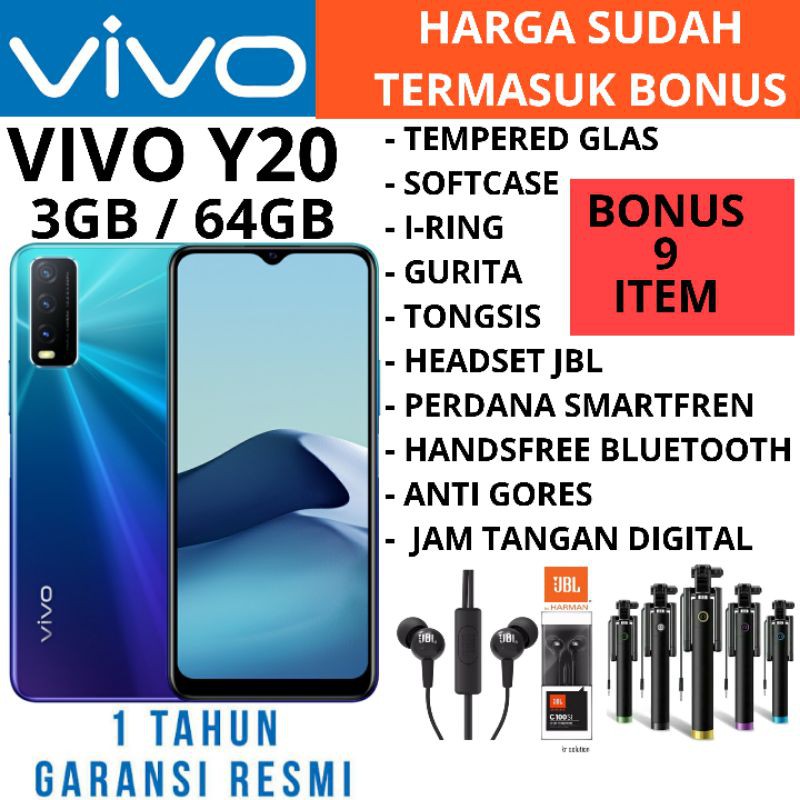 Vivo Y12 Y12i & Y20 3/64 Ram 3GB Rom 64Gb Garansi Resmi