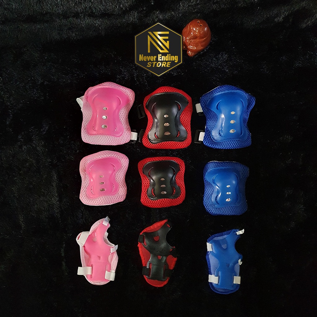 Paket Helm &amp; Dekker Sepatu Roda Anak Scooter Sepeda Skates Basic Protector