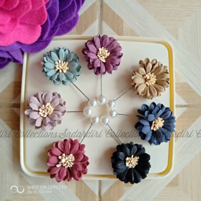 TUSPIN BUNGA SUEDE / TUSPIN JILBAB / TUSPIN MUTIARA / BAHAN TUSPIN / TUTUP TUSPIN / GROSIR TUSPIN