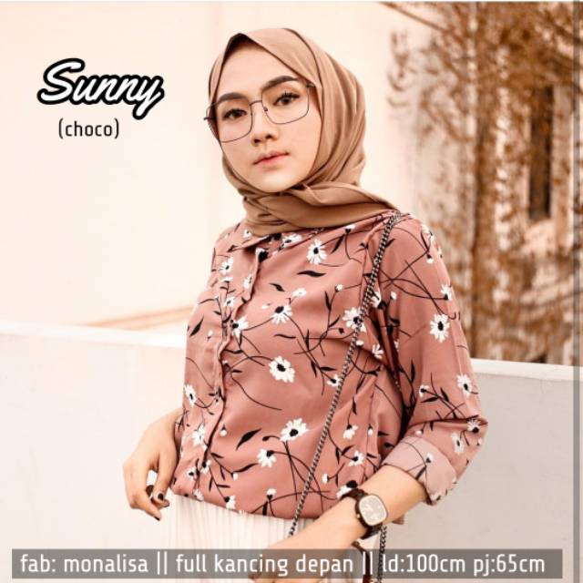 Kemeja Wanita Motif Sunrise SunFlower Sunny Flower Pattern 