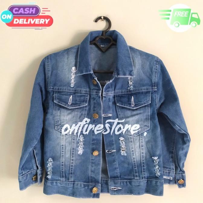 Jaket Crop/Jaket Jeans Crop/Jaket Jeans Anak Crop/Jaket Jeans Robek