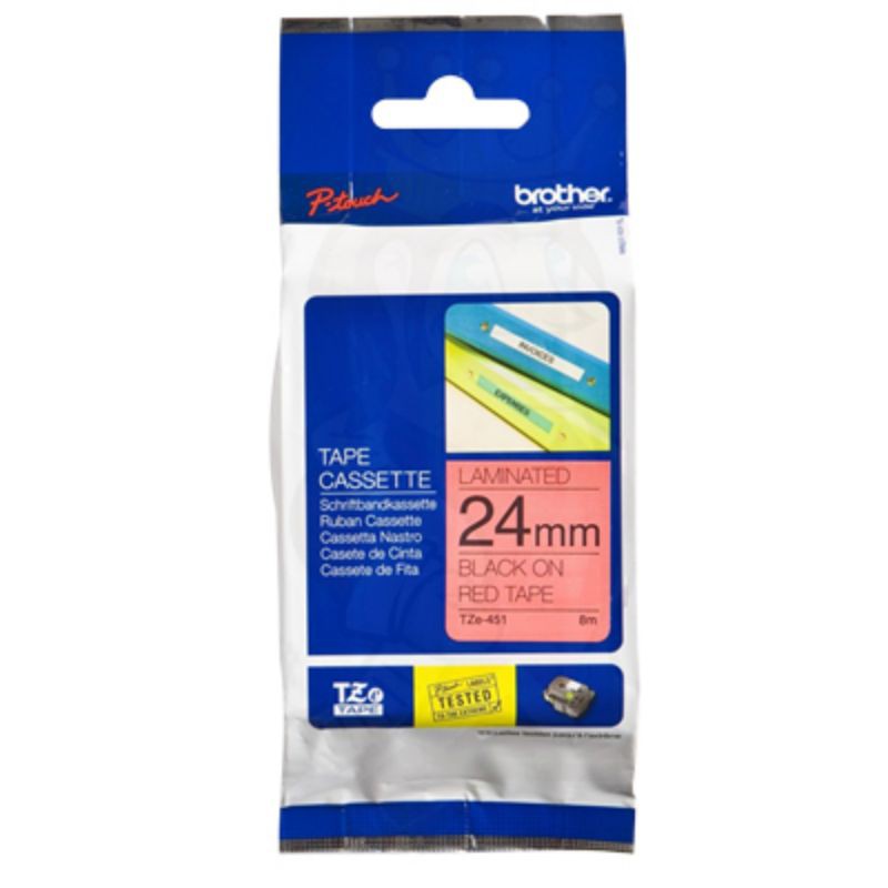 Brother Label Tape TZE 451 - TZE-451 24mm Black on Red
