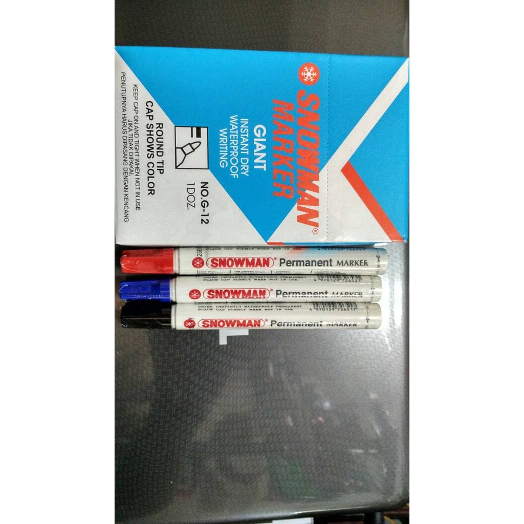 

[Promo] Snowman Spidol Permanent Marker G 12 Hitam Merah Biru Dozen Limited