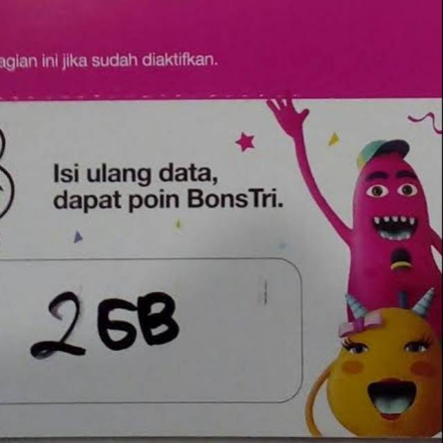 VCR VO ( Kirim Fisik )Tri 3 Three Aon 6gb ( 2gb + 4 gb ) Reguler