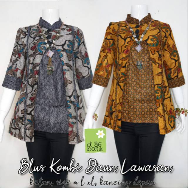 Blus kombi daun lawasan