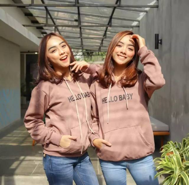 Sweater Wanita HELLO BABY Hoodie - Sweater Flecee Premium