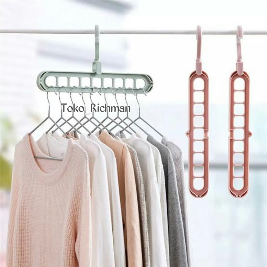 Gantungan Baju 9 Slot Lubang Gantungan Hanger Jas Celana Kaos Kaki