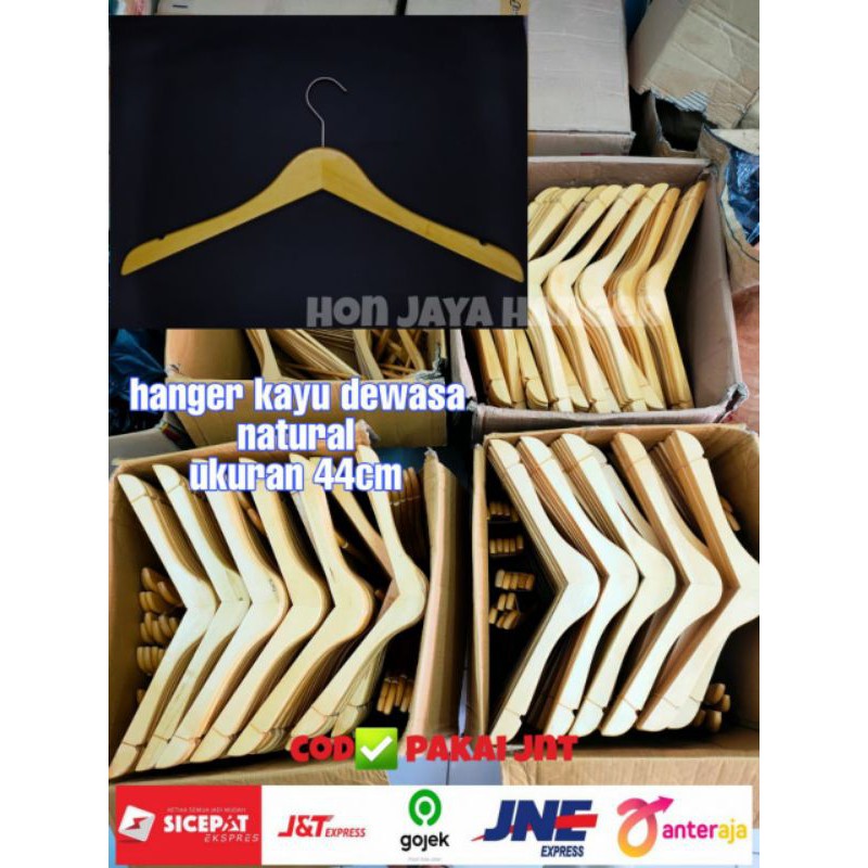 GROSIR HANGER KAYU NATURAL DEWASA