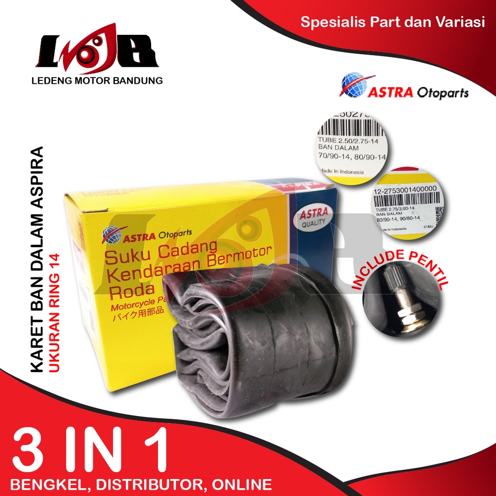 Aspira Karet Ban Dalam 250 275 300-14 Tube Tire Universal Motor Matic Roda Depan Belakang