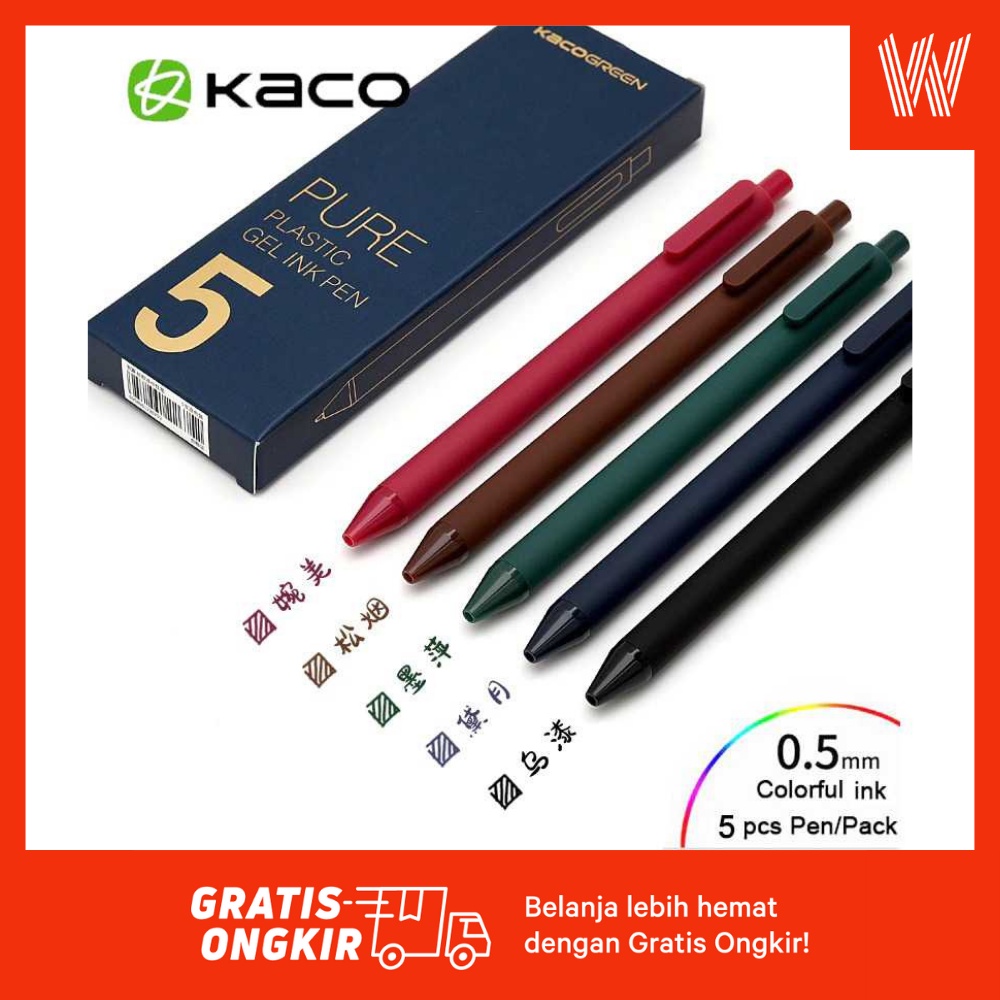 

KACO PURE Vintage Gel Pen Pena Pulpen 0.5mm 5 PCS (Colorful Ink)