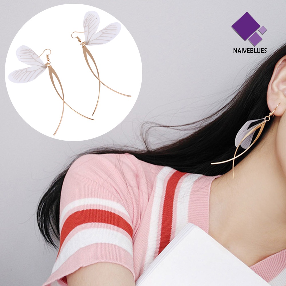 Anting Kait Juntai Bentuk Sayap Kupu-Kupu Rumbai Gaya Retro Untuk Wanita