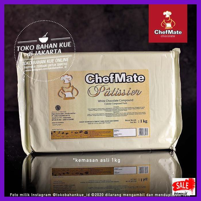 

SAKMACOKLAT- CHEFMATE - WHITE CHOCOLATE COMPOUND 1KG COKELAT PUTIH COKLAT BAKING -MAKANAN-MINUMAN.