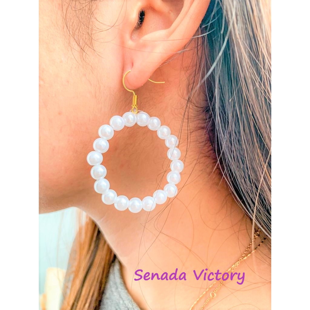 Senada Victory AM012 Anting Mutiara Gipsi Gipsy Anting Lingkaran Anting Bulat Aksesoris Wanita