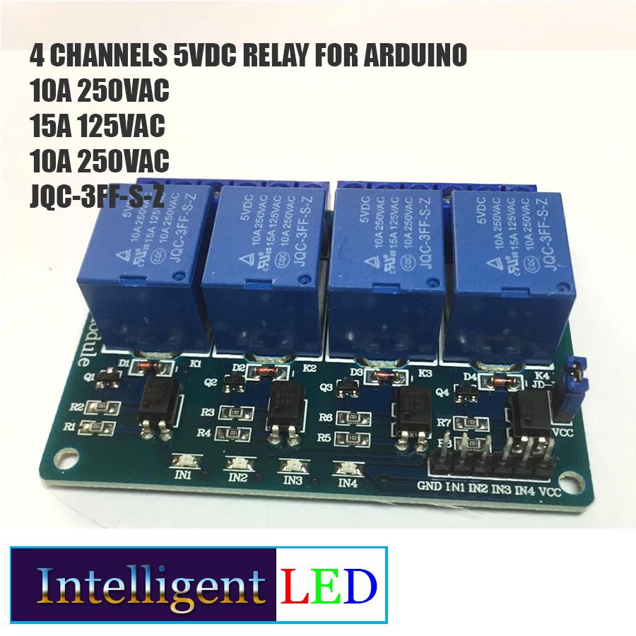 4 Channels Relay 5VDC for Arduino - JQC-3FF-S-Z Relay