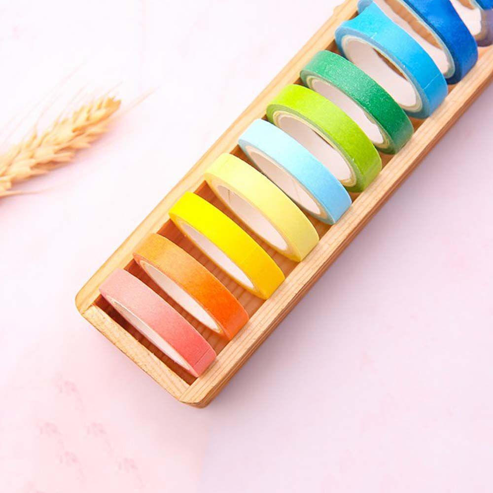 Lanfy Solid Color Tape Set Multi-Fungsi Sederhana Gaya Jepang Tangan Akun Pita Perekat Perlengkapan Sekolah Lengket Alat Tulis