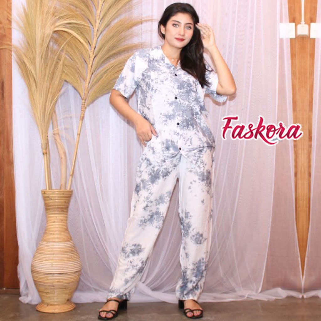 Piyama Pajamas One Set Tie dye Lengan Pendek Jumbo