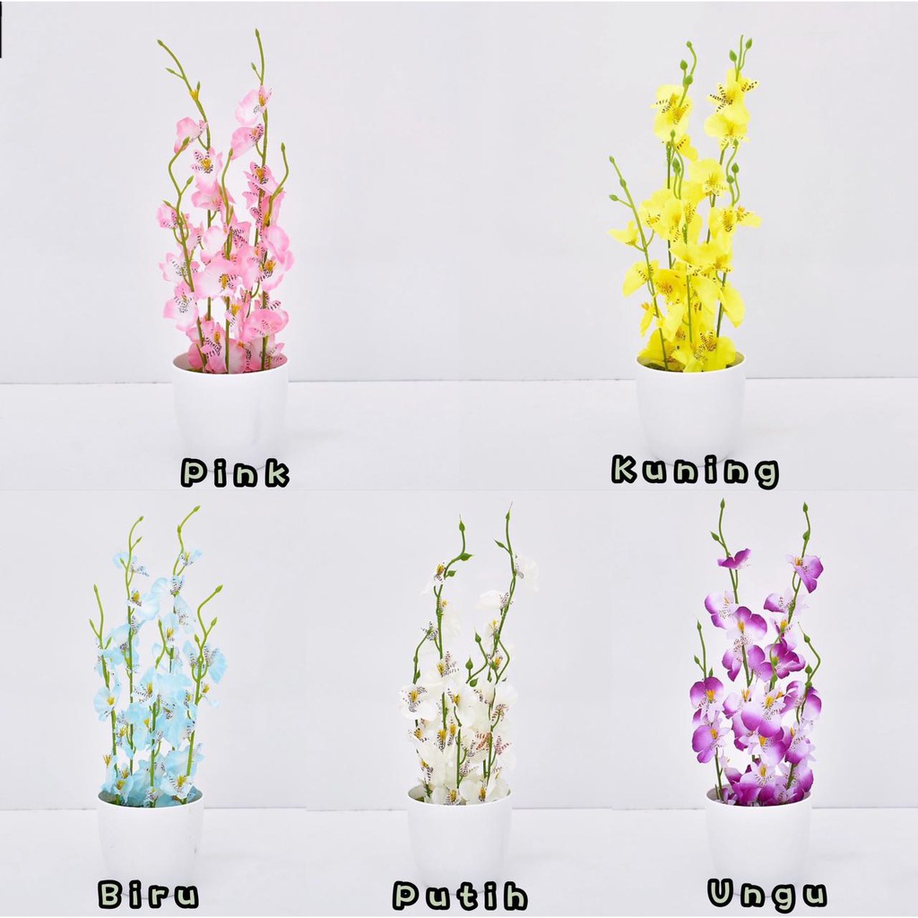 AM813 Bunga Plastik / Pajangan Bunga Artificial / Vas Bulat-1