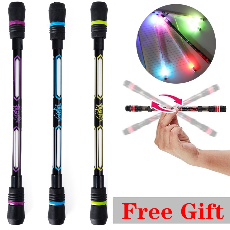 1pc Mainan Fidget Pen Spinner LED Flexible Anti slip / Stress Untuk Anak / Sekolah / Kantor