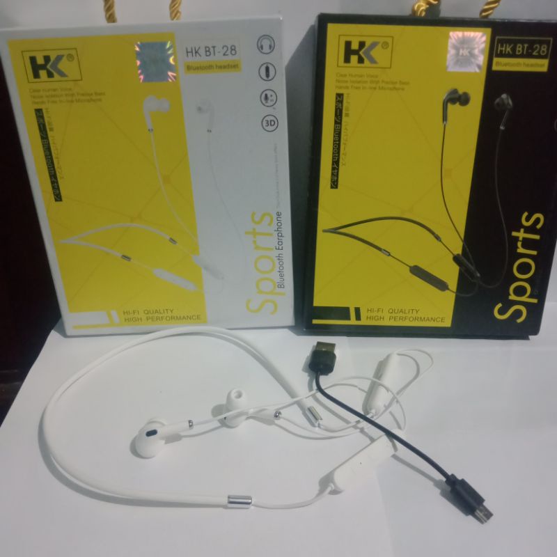 HK Headset Bluetooth BT-28 Neckband Headphone Sports Wireless Original