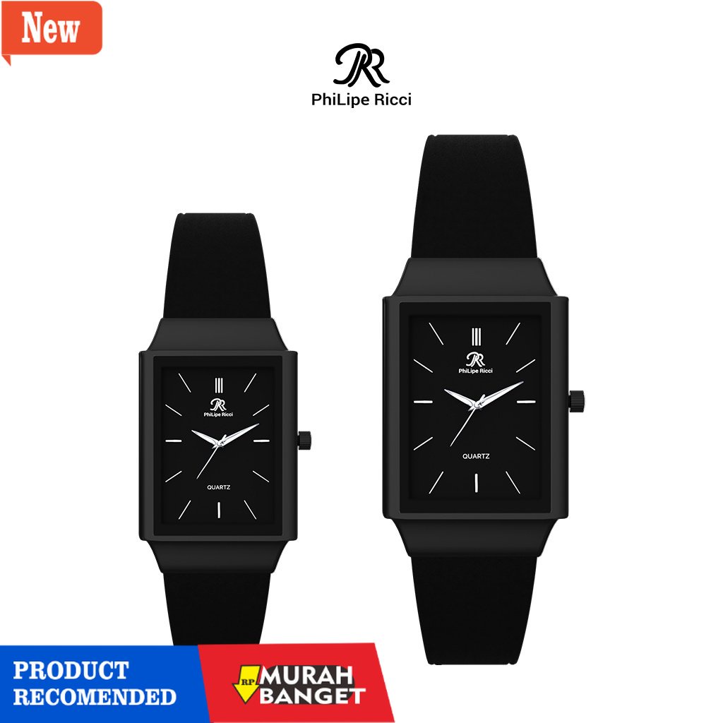 Jam tangan couple terbaik- PhiLipe Ricci Jam Tangan Couple Original Analog Karet 6833 Free Box