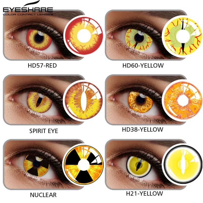 SOFTLENS COSPLAY IMPORT LENSA KONTAK SERI YELLOW MATA KUCING DINOSAURUS ULAR SNAKE HALLOWEEN KOSTUM LENSA BERWARNA UNTUK MATA