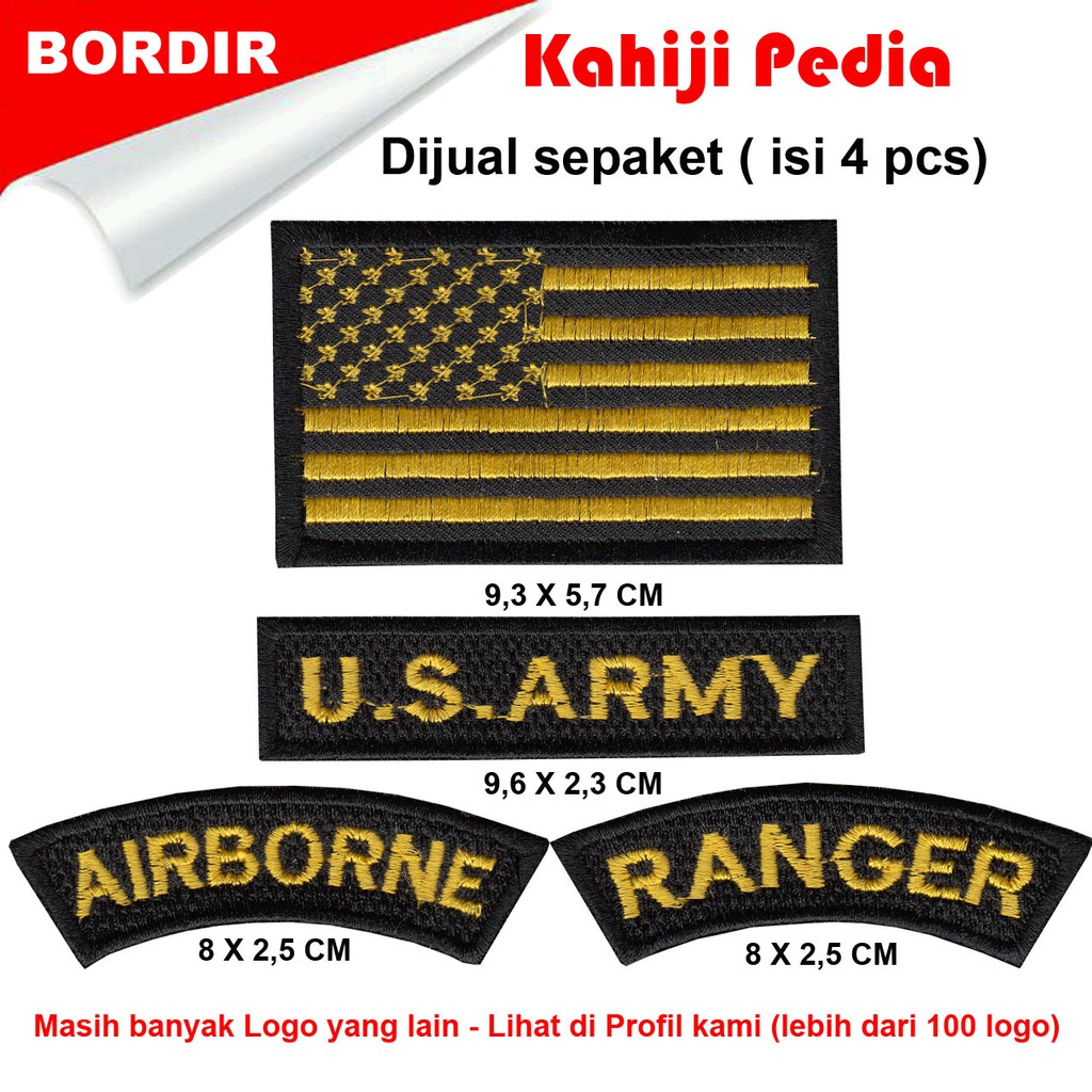 Patch bordir emblem bordir bet us army kuning