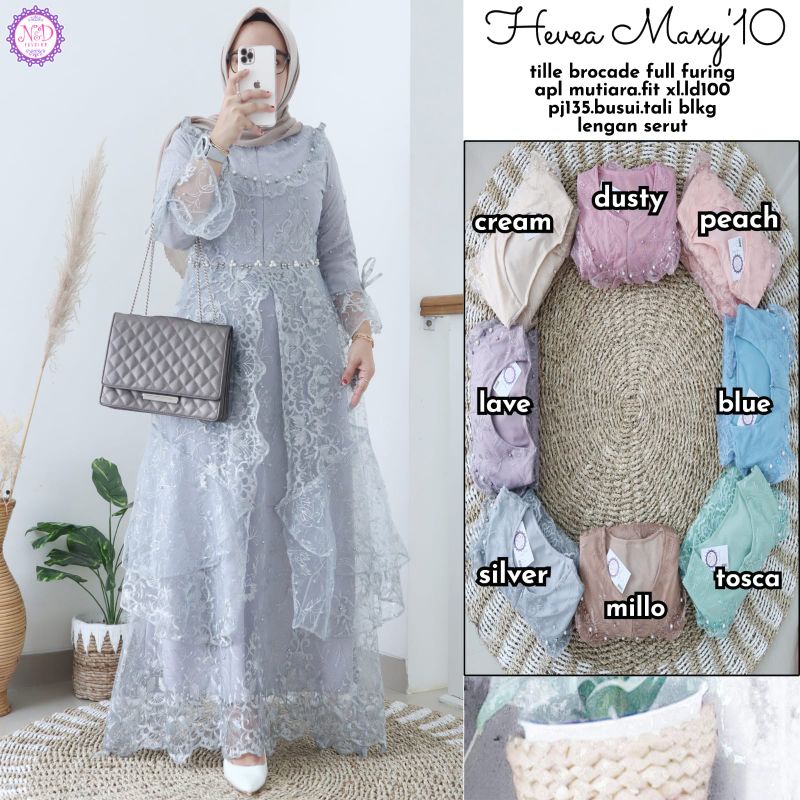 Hevea maxy#10 ORI by N&D fashion gamis wanita baju dress wanita. RESTOCK