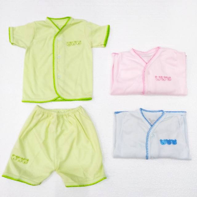 ISI 3 Baju stelan piyama bayi newborn bahan halus pasangan lengan pendek Makassar