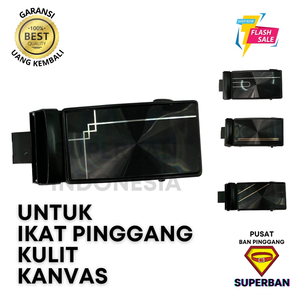 [PROMO TERBARU] KEPALA IKAT PINGGANG DUAL PRIA MODEL REL KULIT CANVAS FORMAL CASUAL GLOSSY - SUPERBAN