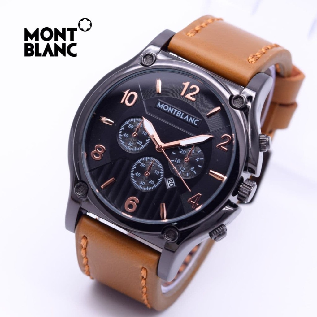 Jam Tangan Pria MontBlanc Kulit Body Hitam