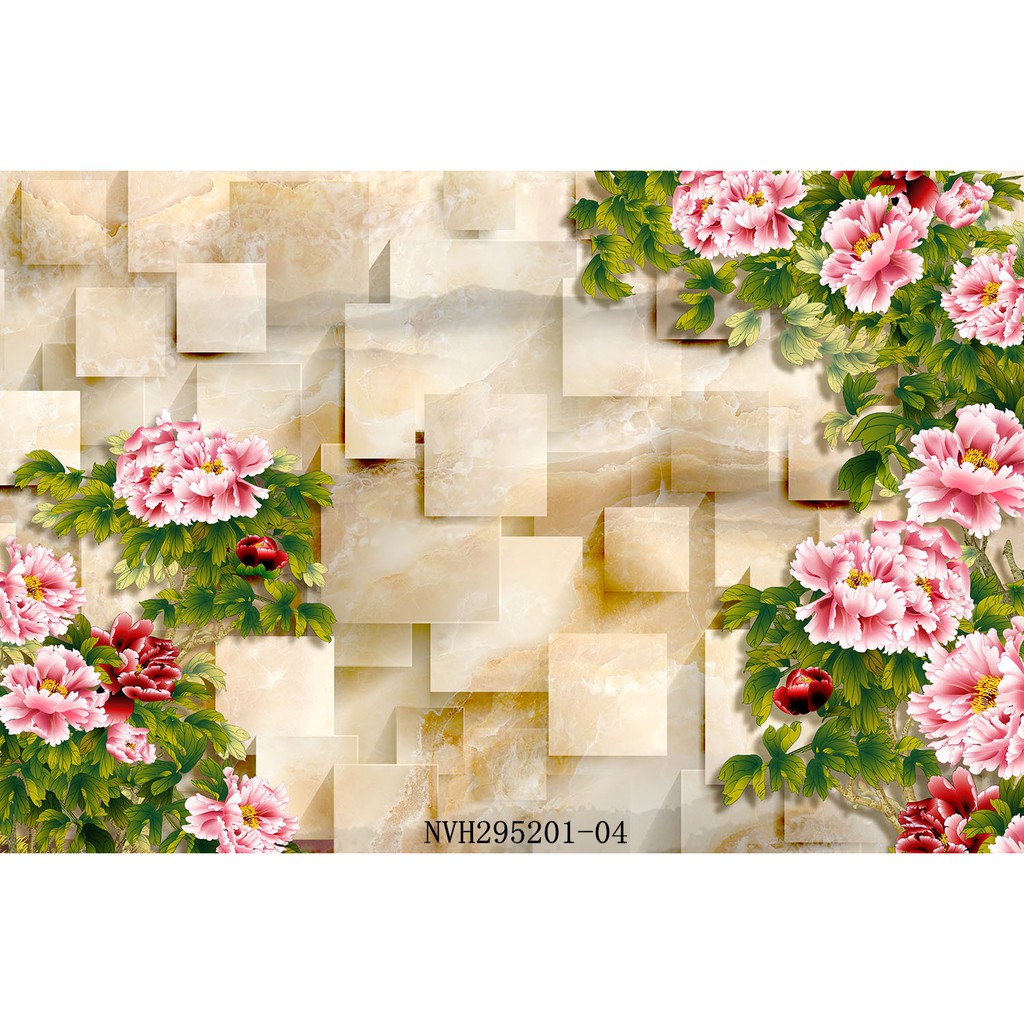 wallpaper dinding mural motif bunga 3d