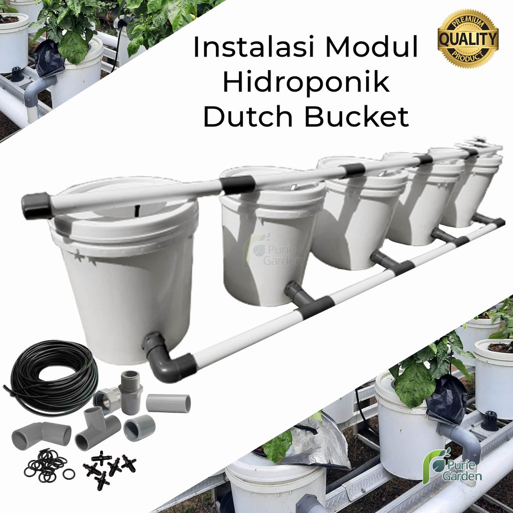 Paket Instalasi Modul Hidroponik Dutch Bucket Purie Garden 5 Bucket PG KDR