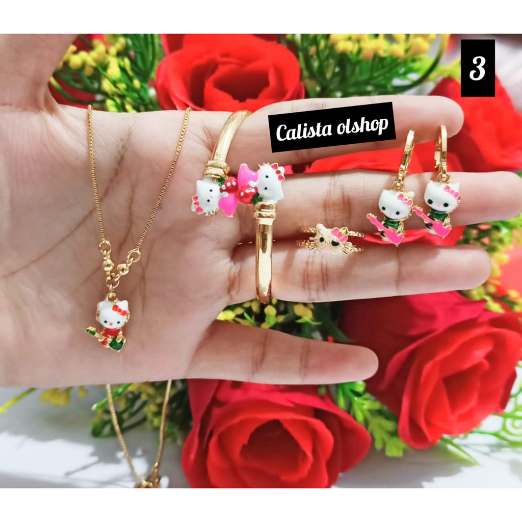 set anak banggel hello Kitty silver gold (COD)