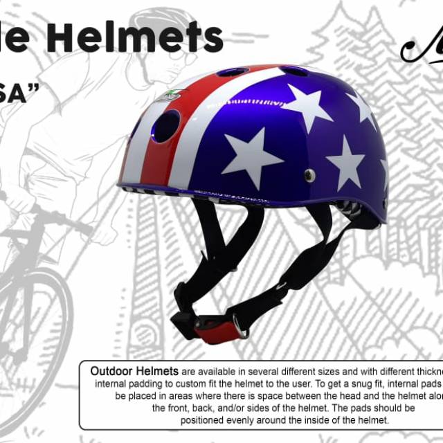 HELM SEPEDA MONSA MOTIF USA DAN POLOS