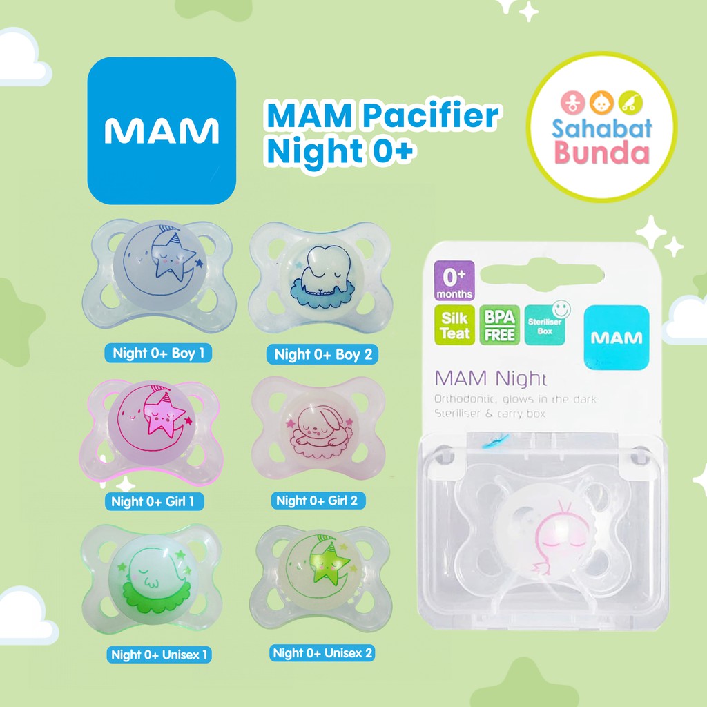 MAM Orthodontic Pacifier Air Ori Night 0-6M Baby Soother Empeng Bayi-Night 0+