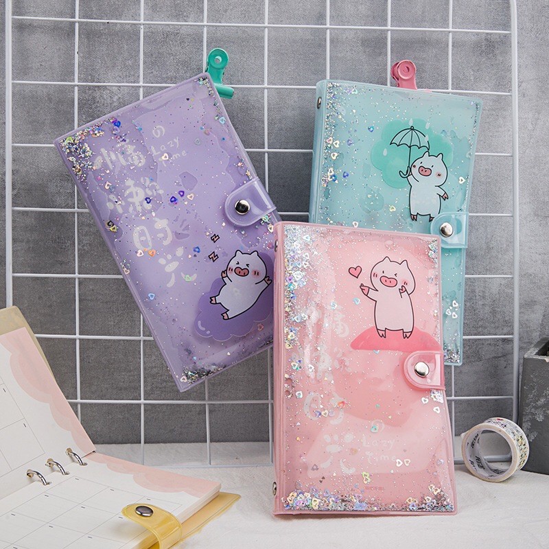 

Piggy Glitter Diary Binder Ring Agenda Babi Lucu Notebook