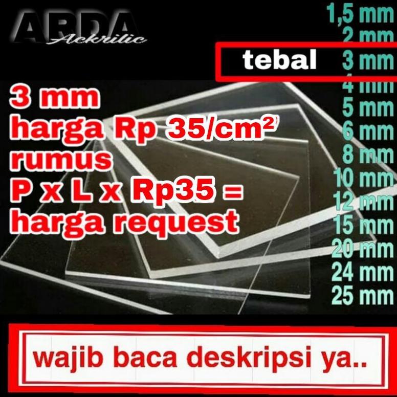 

Acrylic 3 mm Rp 35/Acrilik lembaran/Akrilik transparan/Akrilik bening marga cipta/Mika/Kaca plastik
