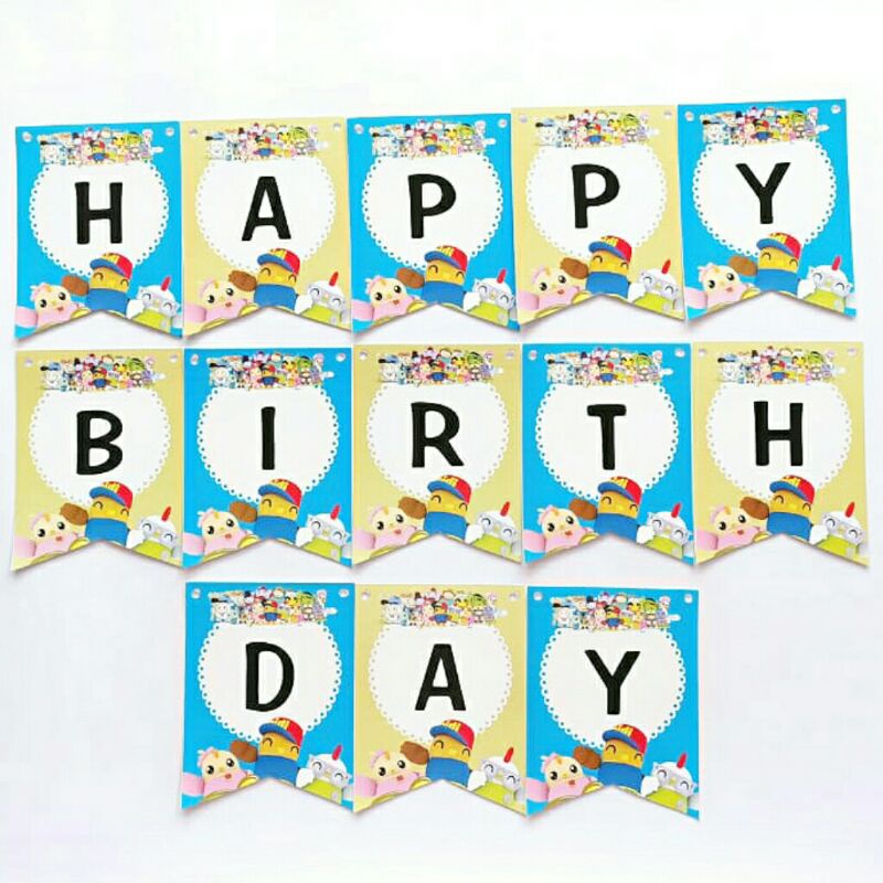 banner flag bunting flag garland flag ulang tahun karakter Didi and friends / Didi & friends