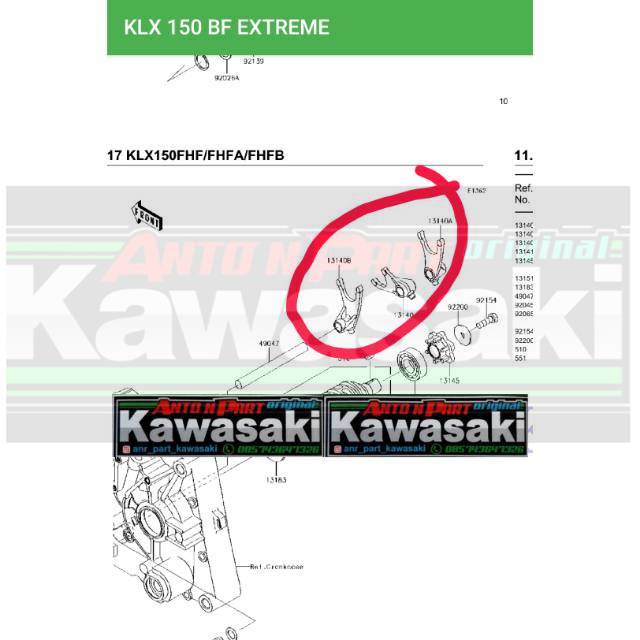 Fork shif set cakaran ayam rasio klx 150 klx150 BF S G L original kawasaki