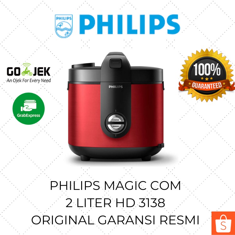 Philips Rice Cooker 2 Liter HD 3138 / Mejikom Philips / Mejicom Besar / Magic Com Jar Stainless