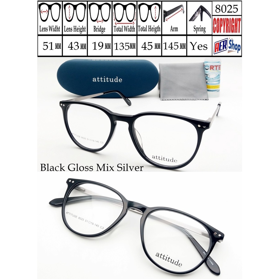 8025. Frame kacamata minus Original ATTITUDE kacamata minus korea unisex