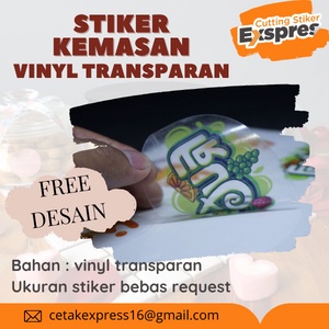 

Stiker cutting label kemasan makanan minuman Vynil Transparan A3+ Gratis Desain Edisi Drink