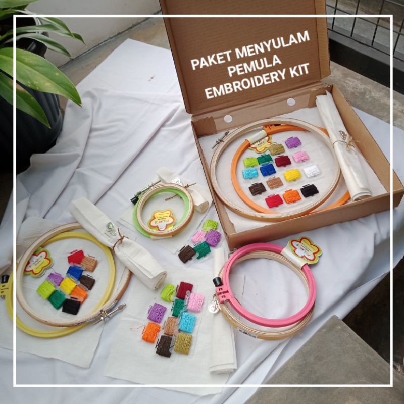 EMBROIDERY KIT PAKET SET ALAT SULAM PEMULA